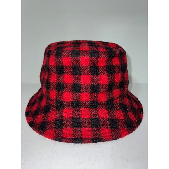 Celine Paris Black Red Checkered Check Wool White Logo Sun Fall Bucket Hat M main image 4